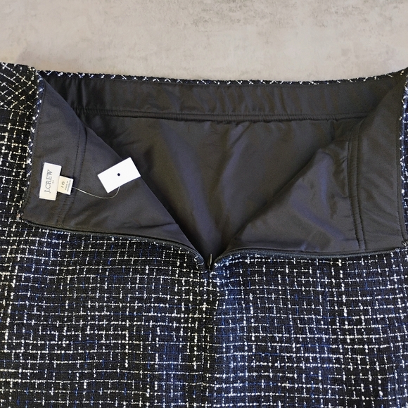 J Crew Tweed Pencil Skirt Black White Blue Career Wear Office Plus Size 16 - Picture 5 of 9